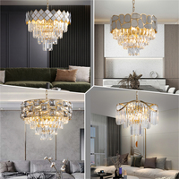 Lustres Modernes Élégants Mini Plafonniers Rond Chromé en Cristal K9 pour Hôtel et Salon