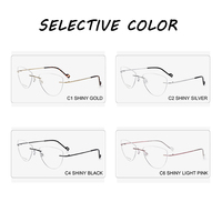 Lunettes à monture optique sans monture en titane pur ultraléger avec logo personnalisé Lunettes de presbytie oeil de chat coupe diamant