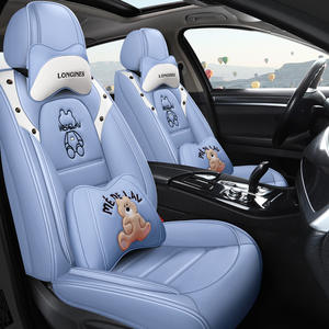 Housse de siège de <span class=keywords><strong>voiture</strong></span> en cuir universelle quatre saisons Oasis Wholesale, motif dessin animé, ensemble complet de 5 pièces, coussins entièrement enveloppants, garantie 1 an - Product Image 1