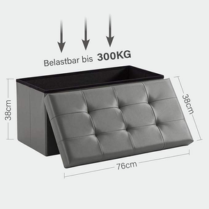 2024 Top Bán Grey Da Ottoman Pouf Thiết Kế Hiện Đại Có Thể Gập Lại Lưu Trữ Hộp Ghế Ráp Hội Thảo Lưu Trữ Ottoman - Product Image 3