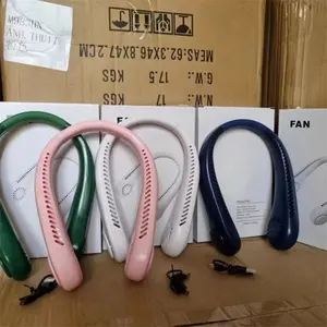 Mini Wearable Bladeless Neck Cooler Usb Portable Rechargeable 3 Speed Air Cooling Hanging Neck Fan