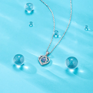 Vendita calda 925 in argento Sterling cuore dell'oceano cuore che batte ciondolo collana donna di san valentino gioielli - Product Image 4