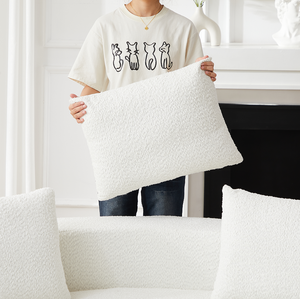 Ensemble de canapé modulaire convertible en forme de V de 106,3 pouces en tissu chenille, design moderne, trois coussins décoratifs, deux ottomanes incurvés pour hôtel - Product Image 3