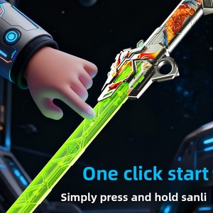 Épée <span class=keywords><strong>laser</strong></span> musicale télescopique en plastique colorée, best-seller transfrontalier, pour <span class=keywords><strong>jouet</strong></span> enfant 2-en-1 avec spinner à doigts, pour tous les âges - Product Image 4