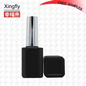 Xingfly-botella de cristal de guangzhou, frascos cosméticos, botella de esmalte de uñas de gel, tapa de plástico y cepillo de uñas, 15ml
