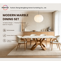 Table à manger moderne en marbre avec pieds en bois, meubles de salle à manger rectangulaires, style nordique, projet hôtelier, fabrication OEM, directement de l'usine