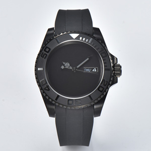 Reloj de Pulsera Deportivo Mecánico de Lujo para Hombre NH36 con Correa de Silicona Negra, Bisel Giratorio, Movimiento Japonés y Acero Inoxidable Negro - Product Image 1