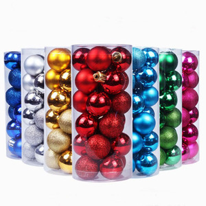 Bolas de <span class=keywords><strong>Navidad</strong></span> con Purpurina para Decoración de Árbol de <span class=keywords><strong>Navidad</strong></span>, Bolas de Plástico Colgantes de 3cm, 4cm, 5cm, 6cm, 7cm, 8cm, 10cm, 24 Unidades/Lote - Product Image 4