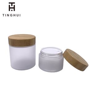 Vente d'usine - Pots cosmétiques vides de 250 g, 250 ml, 2 oz, en plastique biodégradable givré avec couvercles en bambou - Product Image 2