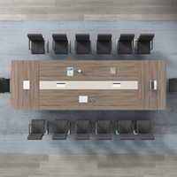 Table de conférence en bambou personnalisée, style minimaliste moderne, grande table de formation pour employés, ensemble table et chaises pour salle de réunion de bureau