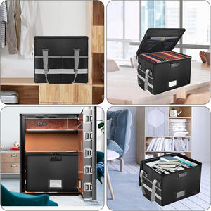 Fashion-Style Rectangle PU <b>Material</b> Document <b>Storage</b> <b>Box</b> Dust-Proof Fireproof Waterproof File Organizer Case for Important - Product Image 2