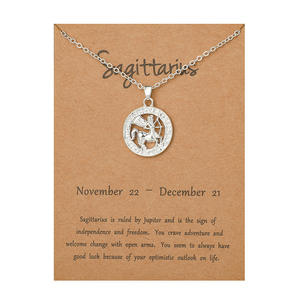 Collana con Ciondolo Zodiacale in Lega Traforata, <span class=keywords><strong>Segni</strong></span> Astrologici Acquario Leone Scorpione Toro Bilancia, 12 Costellazioni - Product Image 4