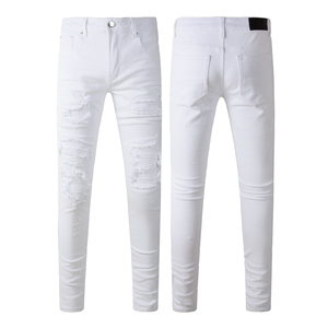 Jeans de Hombre de Alta Calidad, Diseño Desgastado, Estilo Vintage, Ajustados, Color Azul, Pantalones de Mezclilla - Product Image 2