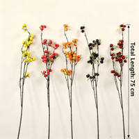 Vente en gros de branche de fruits artificiels en fausse baie rouge orangée de 75 cm, tige de baie artificielle pour arrangement floral d'automne, fournisseur chinois