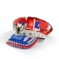 En stock, chapeau de capitaine avec sequins et strass, drapeau américain, pour le 4 juillet, festival Burning Man, chapeaux de fête