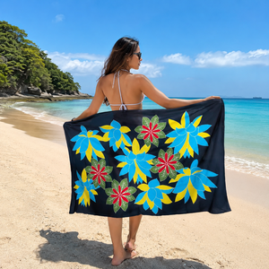 Robe de plage une pièce pour femme, 100% rayonne, imprimé floral, dessinée et fabriquée à la main, avec détail à la taille, maillot de bain, tenue de plage, paréo, sarong - Product Image 1