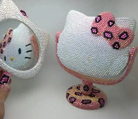 Miroir de maquillage en plastique à poignée unique, miroir de princesse girly, miroir brillant et adorable en carton
