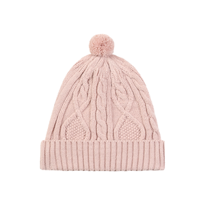 Bonnet d'hiver hautement élastique avec pompons, bonnet tricoté chaud pour nouveau-né, design personnalisé, bonnets en coton pur au crochet pour bébés - Product Image 1
