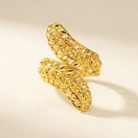 Bague de luxe en laiton plaqué or arabe, motif feuille de blé, avec bande à coupe diamantée, accessoire de mariage et de fête pour femme