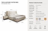 Cadre de lit en chêne rembourré en cuir véritable Napa, réglable, style luxe léger traditionnel, pour chambre principale, tailles double, king et queen