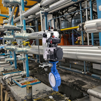 Vannes papillon pneumatiques personnalisables DN50-DN1200 à haute température résistant à la corrosion pour les systèmes chimiques de l'eau par matériau
