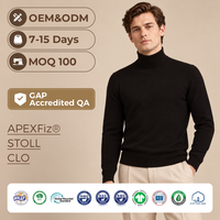 Pull à col roulé pour homme personnalisé, en cachemire uni, style Old Money