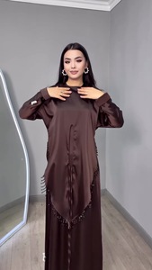 Abito da sera/banchetto <span class=keywords><strong>in</strong></span> stile Abaya con ricamo di perline e perline pesanti, maniche a campana, per occasioni di lusso, per donne musulmane del Medio Oriente - Product Image 5