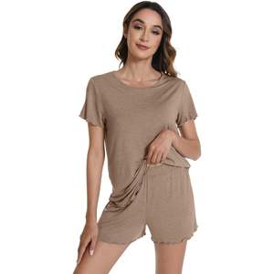 Ensemble de pyjama à manches courtes pour femmes personnalisé en viscose de bambou, vêtements de nuit, tailles S-XXL - Product Image 5