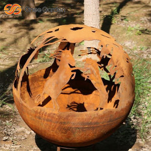 Corten Steel Outdoor Artistic Decorative <b>Fire</b> <b>Pit</b> Bowl Freestanding Warming Sphere for Patio for Firewood <b>Fire</b> <b>Pits</b> - Product Image 4