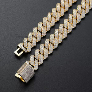 13MM Box Buckle Rhombus <b>Cuban</b> Necklace, Full Zirconium Men's <b>Cuban</b> Bracelet Tanjing Fashion Lijing Necklace - Product Image 1