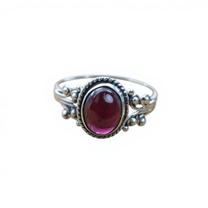 925 Sterling <b>Silver</b> <b>Garnet</b> Gemstone <b>Ring</b> Trendy Christian Handmade Antique Fine Jewelry Certified - Product Image 1