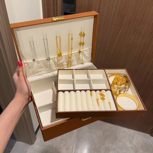 Luxury Large Pu Leather Jewellery Necklace <strong>Earring</strong> Ring Bracelet Storage <strong>Case</strong> Travel Wooden Jewelry Set Organizer Box Packaging - Product Image 1