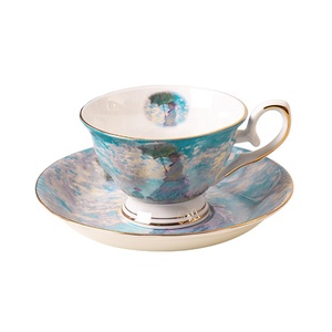 Monet ninfee impressione Sunrise europeo osso di porcellana caffè classico dipinto ad <span class=keywords><strong>olio</strong></span> Vintage pomeriggio tazza da tè e piattino Set - Product Image 6