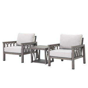 3-teiliges Aluminium-Outdoor-Komfort-Gesprächsset für Wohnzimmer und Innenhof mit 2 wetterfesten Sofas und abnehmbaren Elementen - Product Image 1