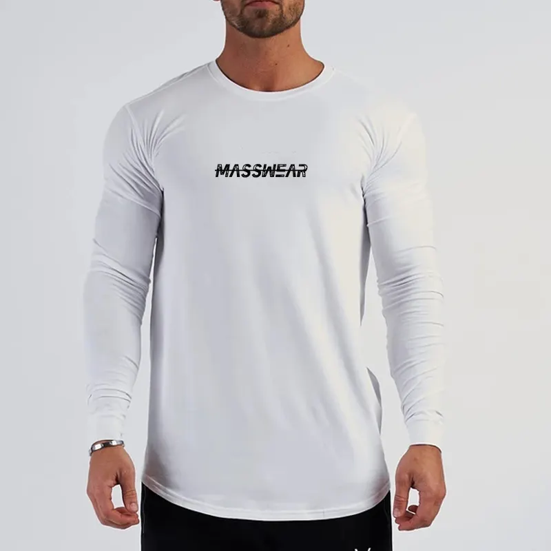 Muscle Fit Gym Clothes Men Athletic Long Sleeve Shirts For Men In Bulk