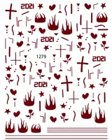Лидер продаж 2021, разные дизайны, Мультяшные наклейки для лица, наклейки для ногтей, наклейки с розовым сердцем и пламенем для ногтевого дизайна на День святого Валентина