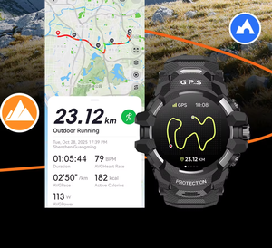 นาฬิกาสมาร์ทวอทช์ GPS สำหรับผู้ชาย หน้าจอ HD 1.43 นิ้ว พร้อม GPS ในตัว เครื่องวัดความสูง บารอมิเตอร์ เข็มทิศ รองรับเสียง AI ใช้งานร่วมกับ Android และ <span class=keywords><strong>iPhone</strong></span> - Product Image 1