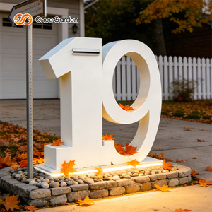 Gnee Garden Outdoor Free Standing Mailbox <b>Number</b> With <b>Led</b> Lighting Ground Mount Metal Mailbox - Product Image 1