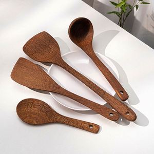 <b>Set</b> of No <b>Paint</b> Chicken Wings Wooden Soup Spoon Frying Dish Spatula Household Non-Stick Kitchenware - Product Image 3