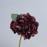 Fleurs artificielles Hortensia bordeaux en soie séchée, brûlées aux extrémités, à tige unique de 19 cm, pour la décoration de la maison, des mariages et des événements (vente en gros)