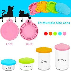 LifeTop BPA Free Universal <span class=keywords><strong>Silicone</strong></span> <span class=keywords><strong>Pet</strong></span> Food pode capas com colher 3 tamanhos padrão Tampas elásticas para cães e gatos Tigelas de comida - Product Image 2