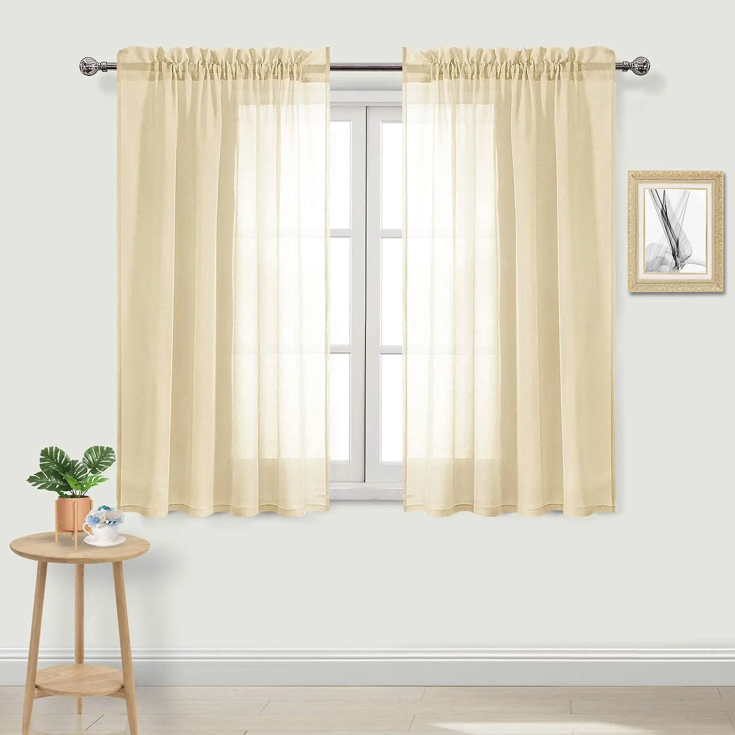 Nivel cortinas 24 pulgadas de largo corto apagón cocina niveles transparente