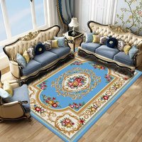 Tapis de sol personnalisé en velours noir à motifs floraux, antidérapant, doux, pour salon, tapis de style européen persan, décoration de luxe pour la maison, grand format