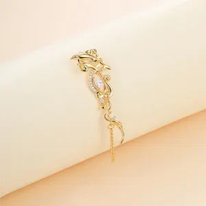 HAIKE Original 925 Sterling Silver Plated Zircon Fashion Personalized Dolphin Long Activity Drop Earring For Women