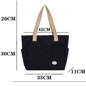 Gran oferta carta de gran capacidad logotipo personalizado en blanco mujer hombro algodón lona bolso de compras para estudiantes - Product Image 6