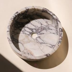 Минималистская итальянская раковина Calacatta Viola мраморная круглая умывальник из натурального камня для ванной комнаты дома и отеля - Product Image 2