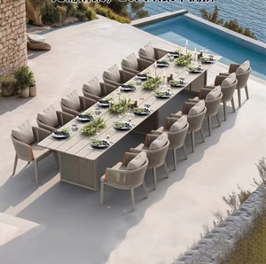 Meubles <span class=keywords><strong>de</strong></span> <span class=keywords><strong>jardin</strong></span> <span class=keywords><strong>en</strong></span> <span class=keywords><strong>aluminium</strong></span> modernes et durables pour l'extérieur, ensemble <span class=keywords><strong>de</strong></span> salle à manger <span class=keywords><strong>en</strong></span> corde tressée pour 6-8-10-12-14-16 personnes, table et chaises pour usage hôtelier - Product Image 6