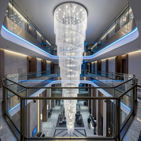 Lustre moderne de luxe en cristal K9, long et grand, avec télécommande, pour hall d'hôtel, villa, escalier, projets