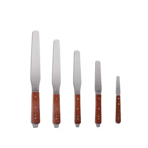 PT aço inoxidável espátulas tinta knifes tinta misturador alça de madeira para serigrafia