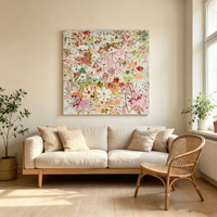Peinture à l'huile originale peinte à la main, impressionniste, florale, en impasto, composition de fleurs sauvages éclatantes, décoration moderne pour la maison